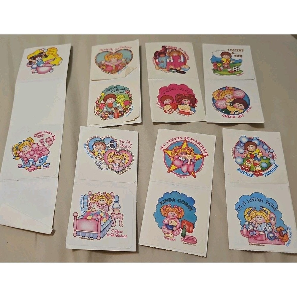 Vintage 80's CABBAGE PATCH KIDS Scratch & Sniff Stickers Set Lot - 20 Stickers